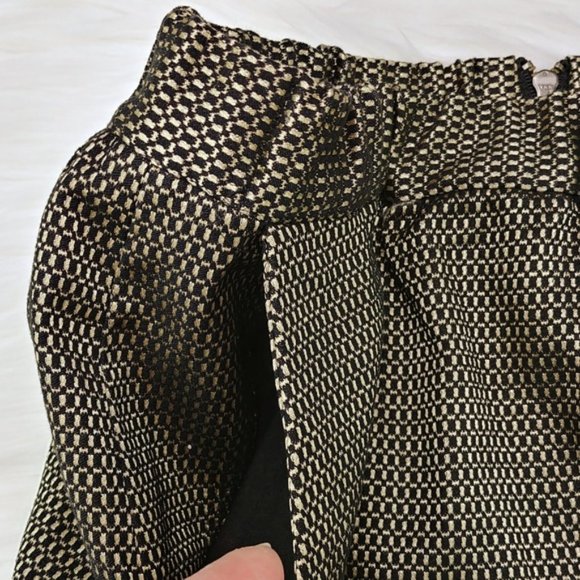 Madewell Jacquard Full Party Skirt Gold/Black Lined Pockets Elastic Wais… - Picture 3 of 8